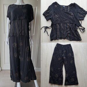Animale by Jacques Ruc size Medium black 100% rayon 2 piece set